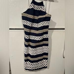 Lilly Pulitzer nautical rope halter dress. Navy with white and gold trim
